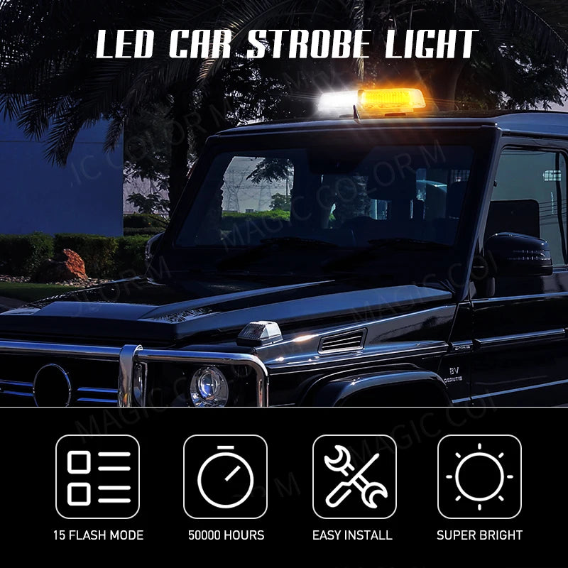 72SMD Strobe Roof Becaon Traffic Bright Magnetic Warning