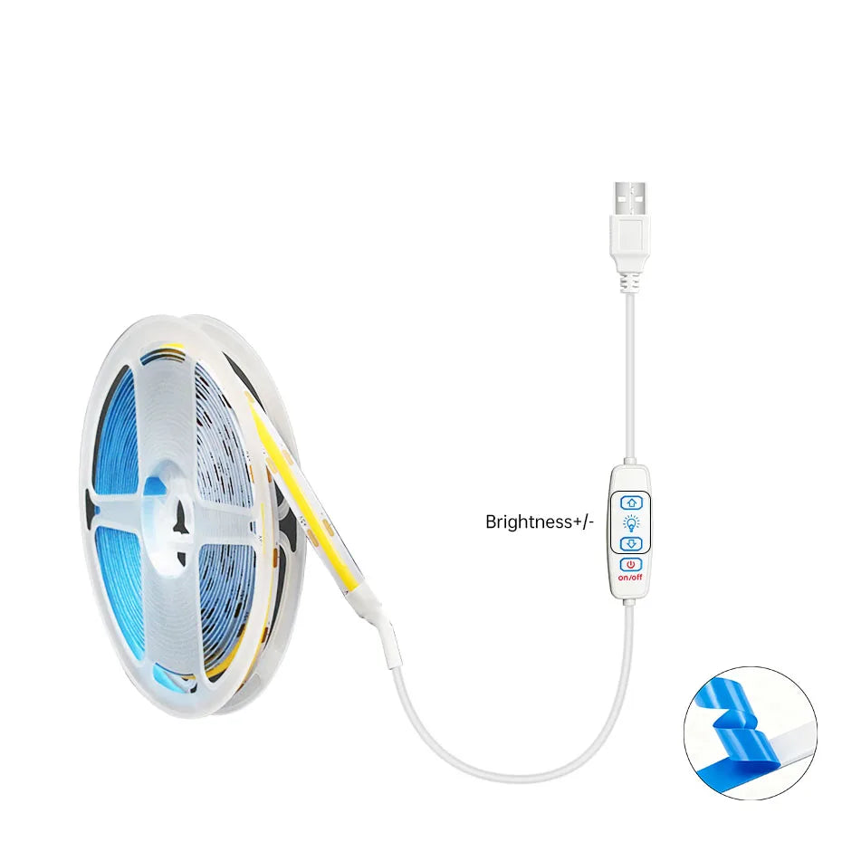 For Tv Mirror Cabinet Light 5V USB Cob Strip 320leds M 3KEY