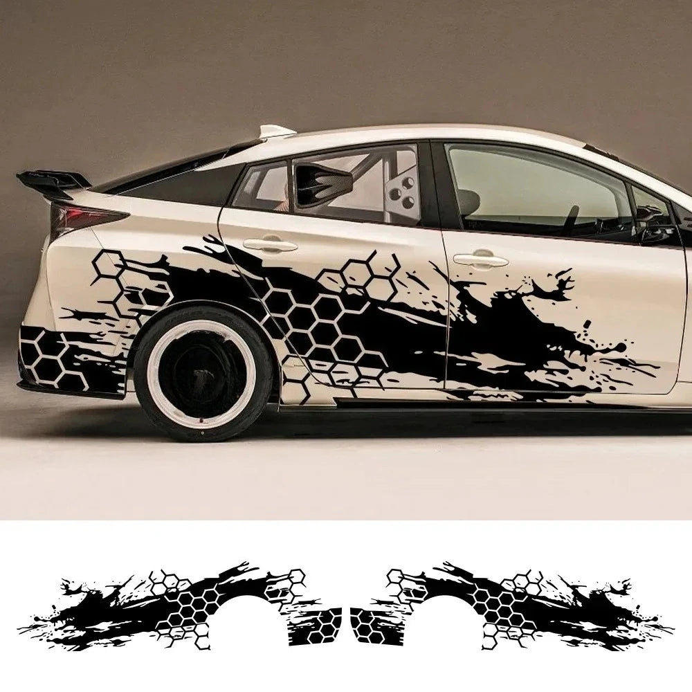Door Side Stickers Livery Cars SUV Truck Honeycomb Stripes