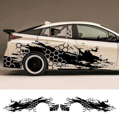 Door Side Stickers Livery Cars SUV Truck Honeycomb Stripes
