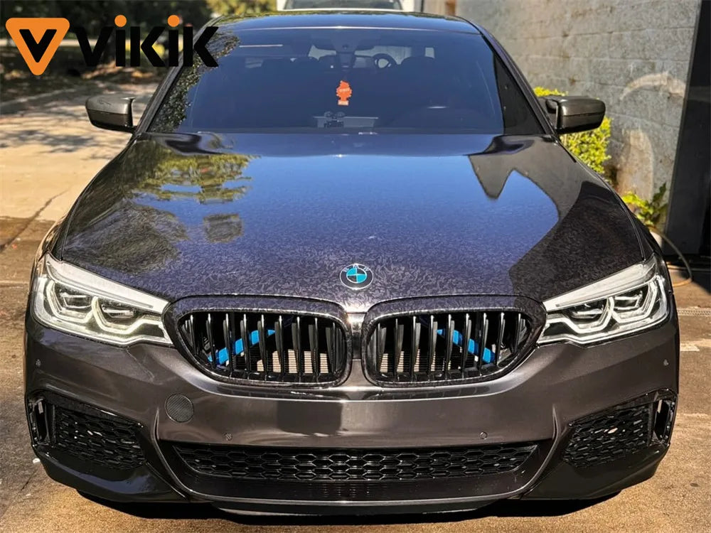 Glossy Black Forged Carbon Fiber Vinyl Wrap Self Adhesive