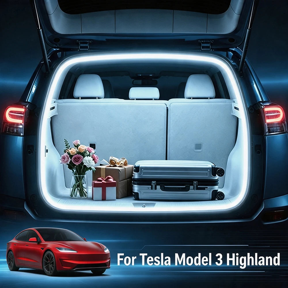 Car LED Trunk Light Strip For Tesla Model 3 Highland Bar Cargo Lamp Tailgate Ambient Lighting Rear Boot Light Auto Inter