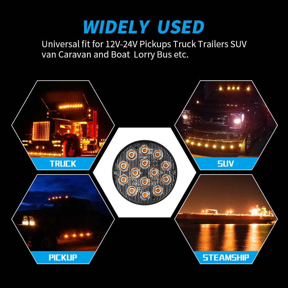 2PCS Strobe Warning Grille Flashing Truck Amber Traffic 12V