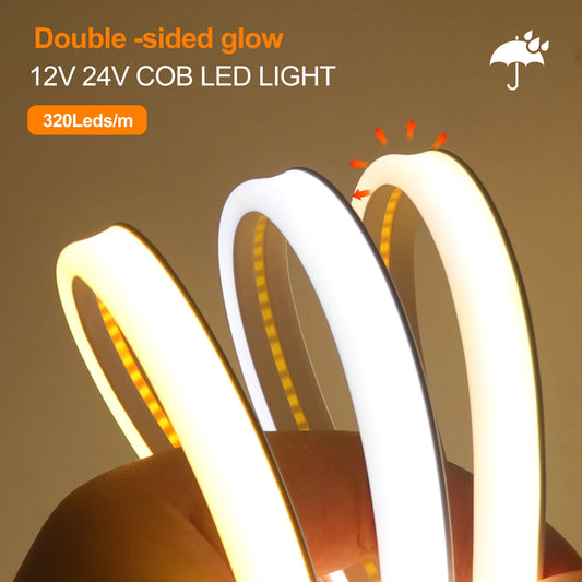 12V 24V Cob Strip Double Side Glow Waterproof Flexible