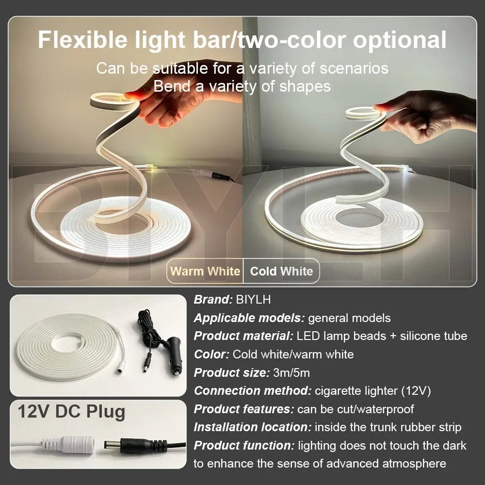 Trunk Modified Ambient Lighting 12V 5M Flexible Strip Atmosphere