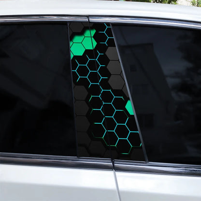 2PCS Cool Colorful Honeycomb Stickers Center Column Image Door