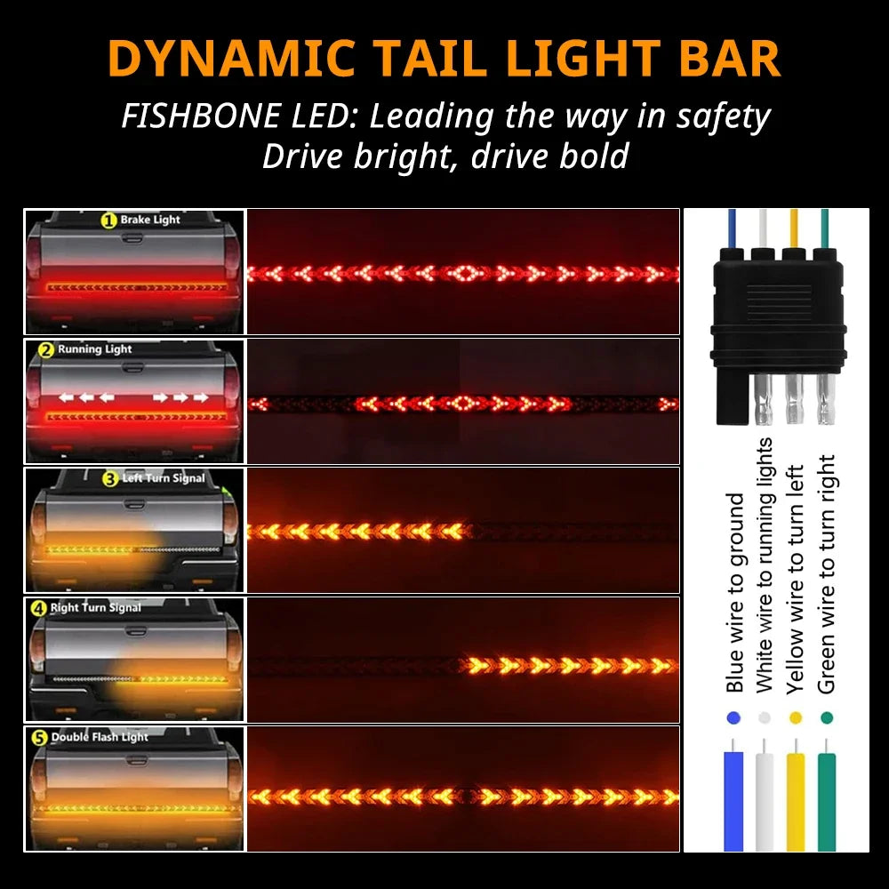 Fishbone Pickup Tailgate Bar 48 Inch Sequential Turn Signal