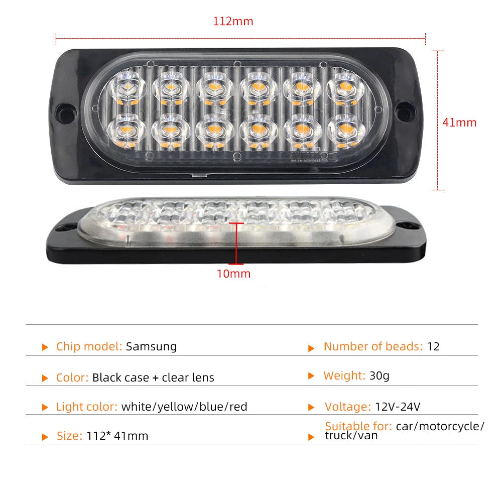 12LED Warning Breakdown Emergency Truck Trailer Beacon Side Amber