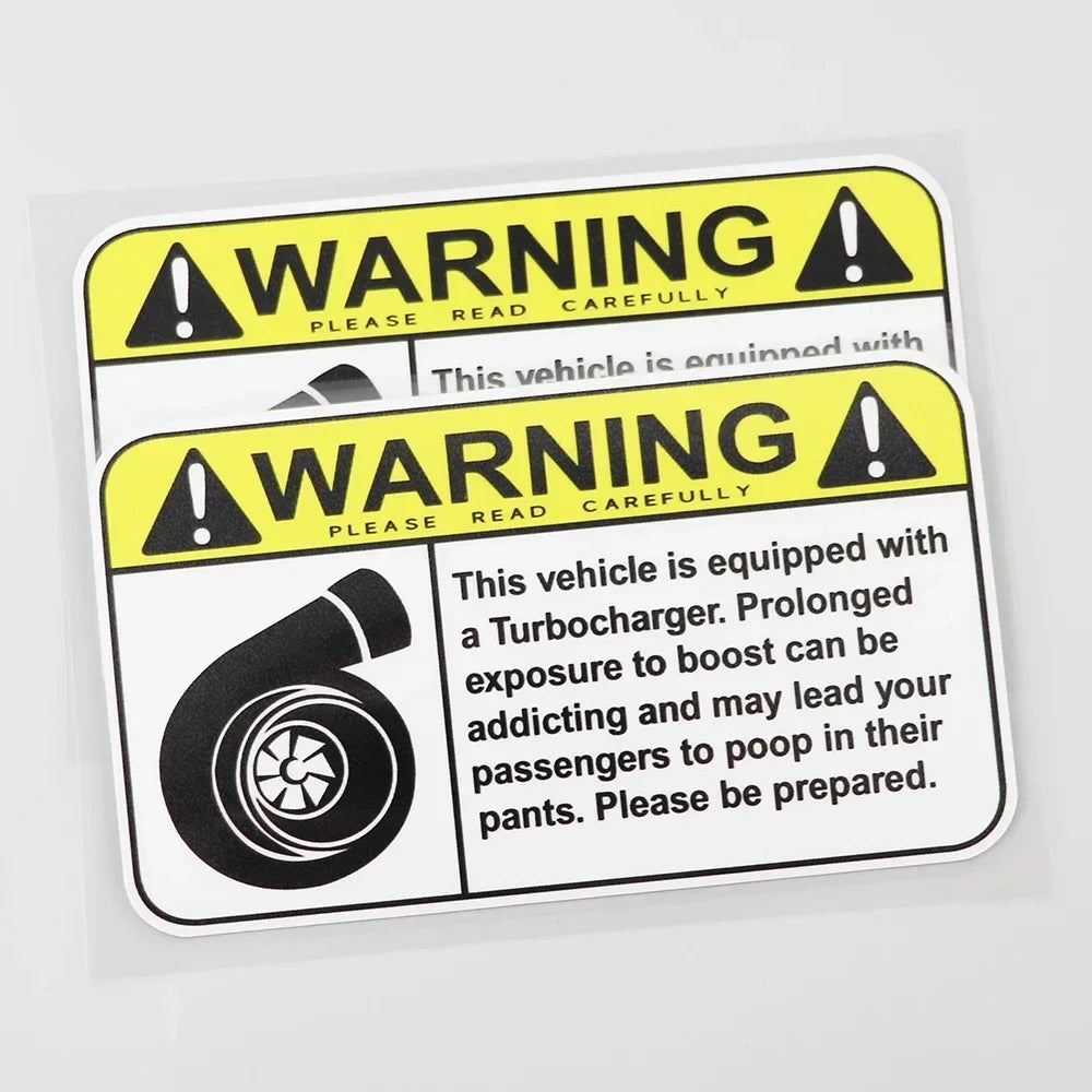 Sticker Funny Warning Sign Turbo Boost Decal Pvc 15.2cm