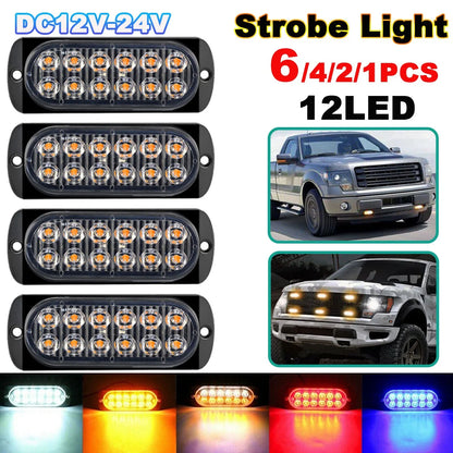 1PCS 12LED Truck Slim Flash Bar Emergency Warning Strobe