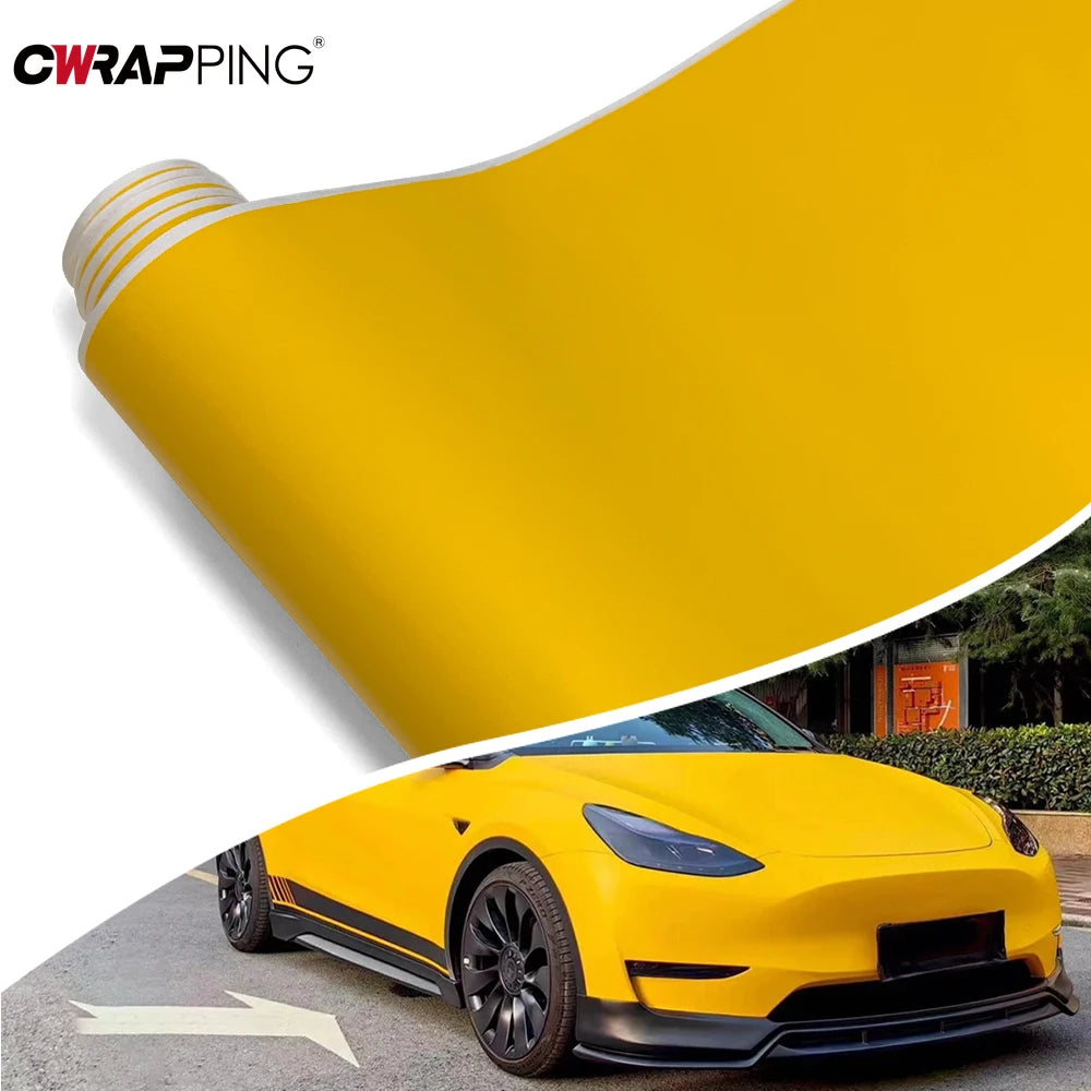 Matte Yellow Wrapping Vinyl Air Release Waterproof Pvc Wrap
