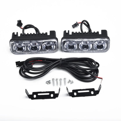 2PCS 3LED Super White Power Work 6000K 7000K Drl