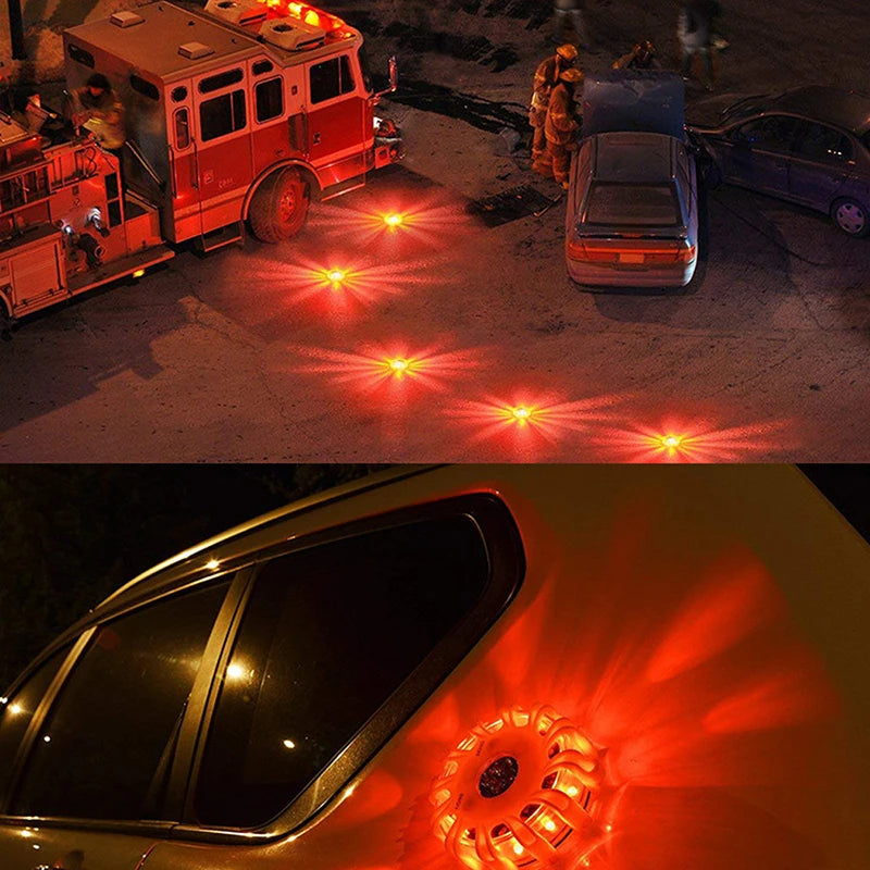 2PCS 8LED Emergency Strobe Disc Flares Safety Beacon Magnetic