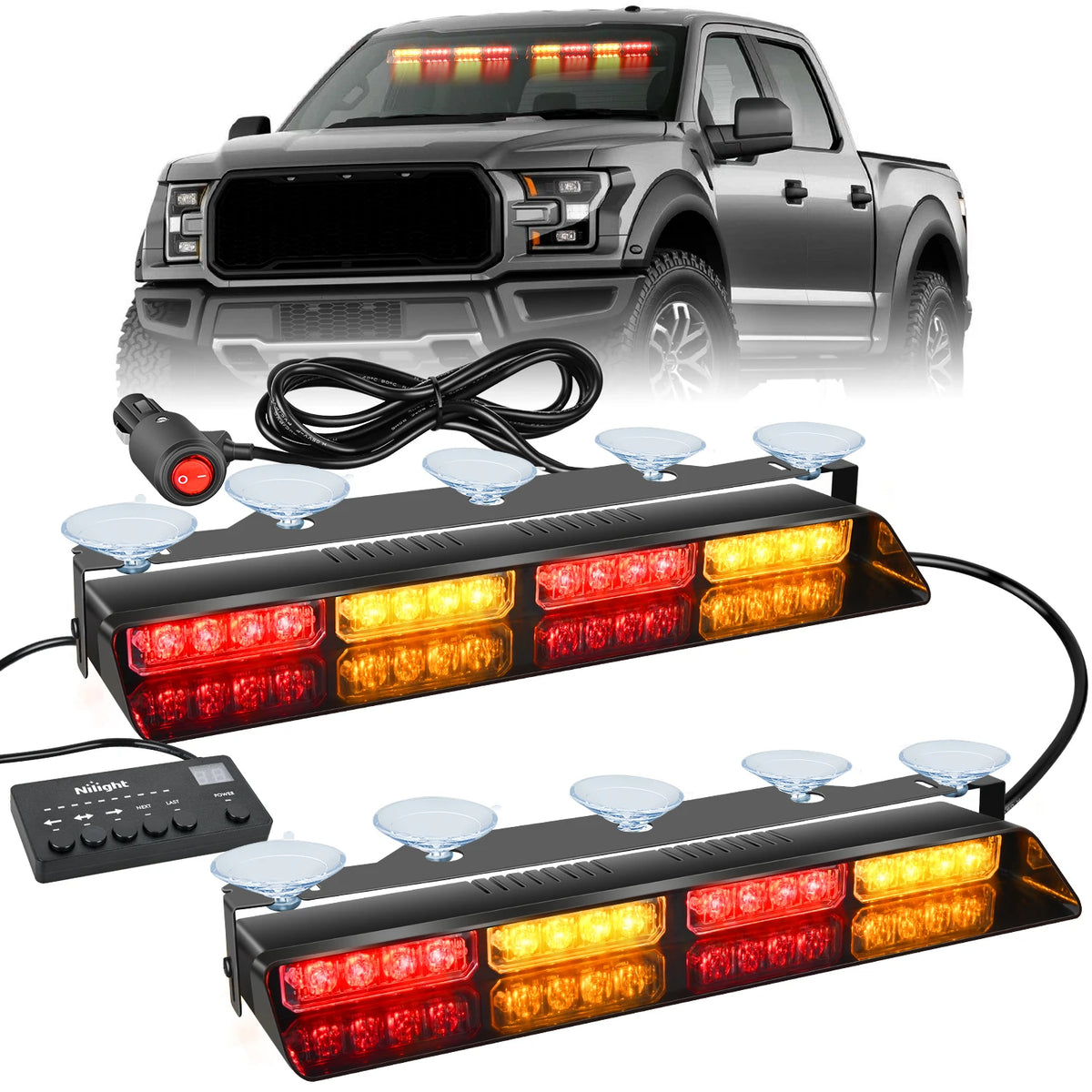 Nilight 32LED Emergency Dash Strobe Controller Suction Cups