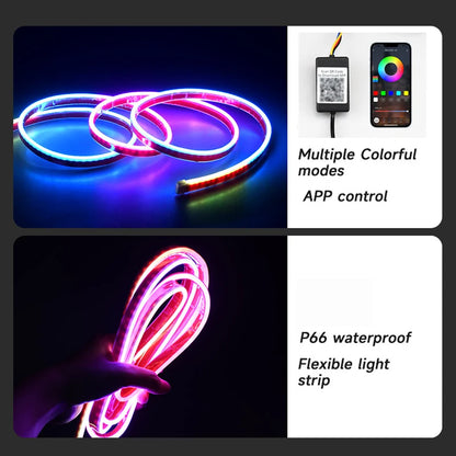 For 12V 150CM Neon Strip Running Hood Daytime Supplies APP