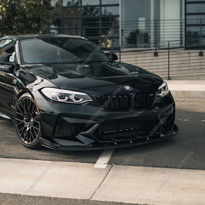 For BMW F87 M2 M2CS 2016-2021 Gloss Black 3D Front Bumper Lip