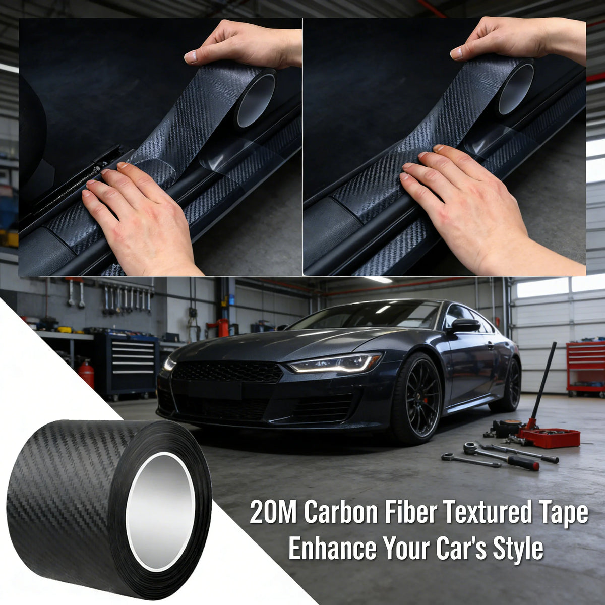 1-10m Nano Carbon Fiber Door Protect Tape Body Vinyl