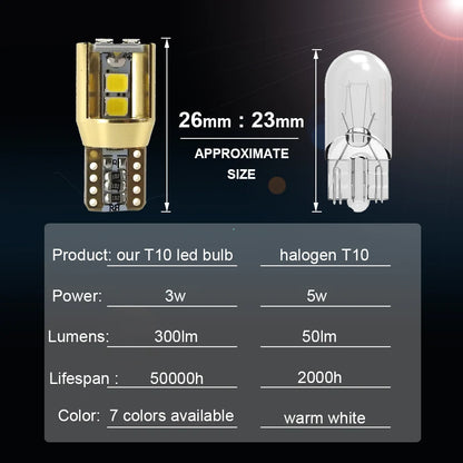 For Auto License Plate Lamp Turn 2PCS Canbus T10 W5W Bulb 2023