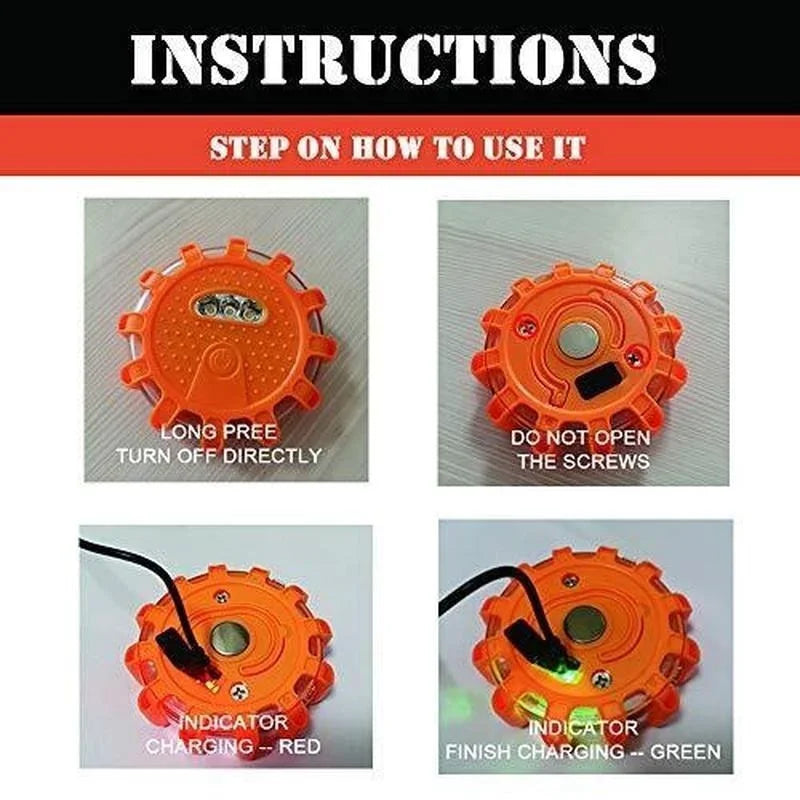 Pack Road Flares Flashing Emergency Warning USB Rechargeable Help