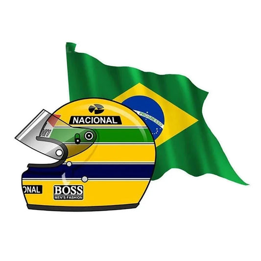 Personality Sticker Ayrton Senna Flag Brazil On Motorcycle Laptop