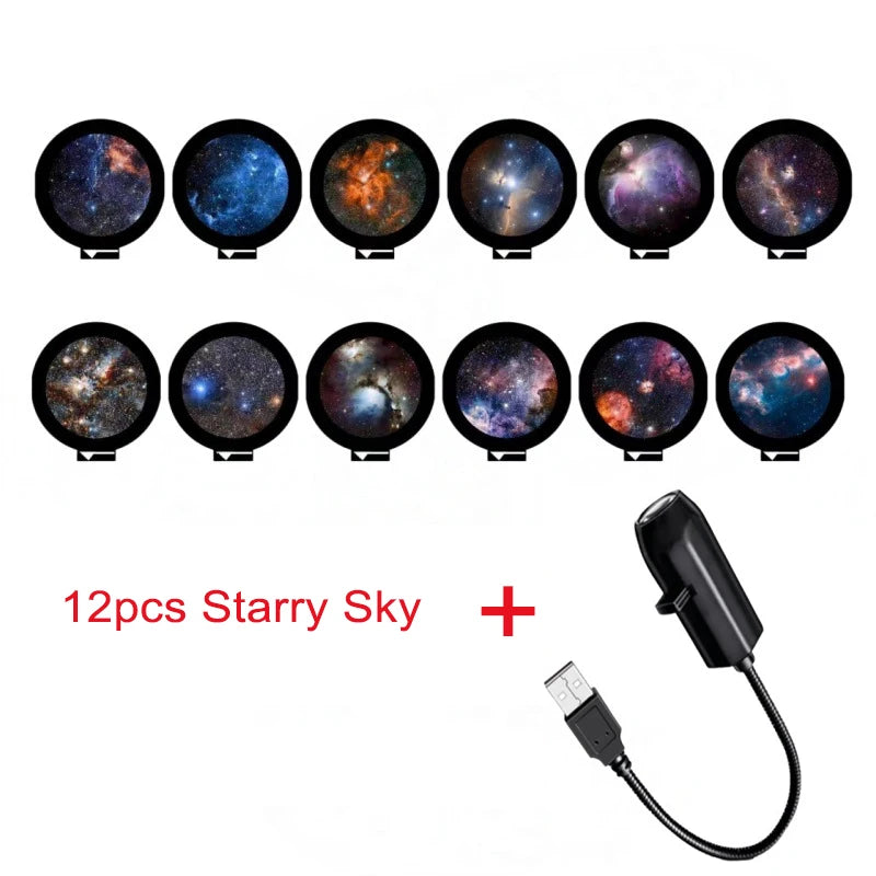 Starry Sky Projector USB Powered Galaxy Night 12 Film