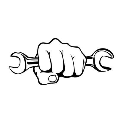 Sticker Vinyl Mechanic Holding A Wrench 3D On Funny