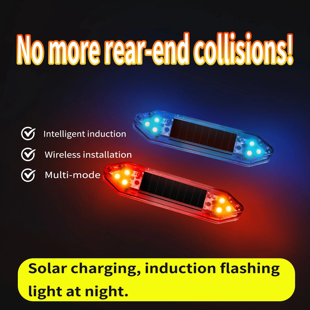Solar Powered Anti Rear End Collision Flashing No Wiring