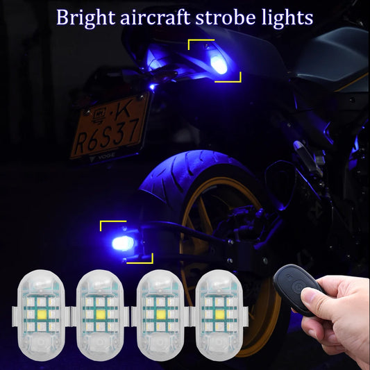 4PCS Wireless Remote Flash Motorcycle RGB Warning MINI Signal