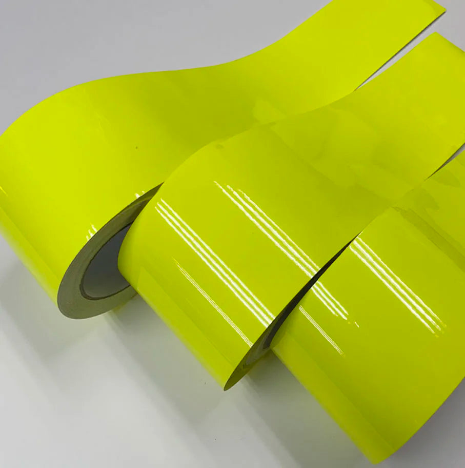 10CM 8M Premium Glossy Fluorescent Yellow Vinyl Wrap Film