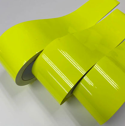 10CM 8M Premium Glossy Fluorescent Yellow Vinyl Wrap Film