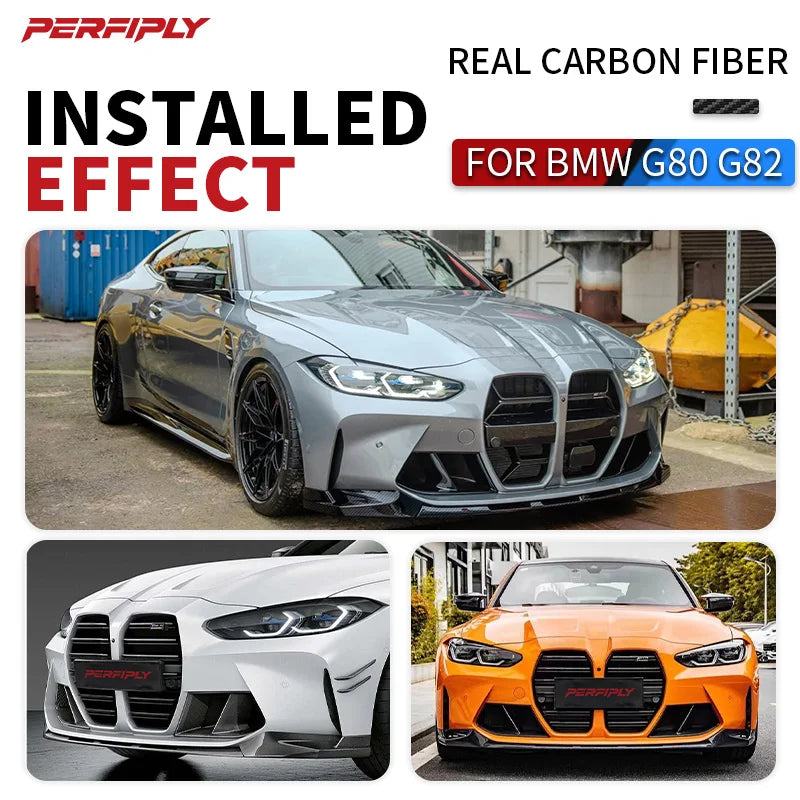 For BMW G80 G81 G82 G83 Real Dry Carbon Fiber Front Lip Splitter