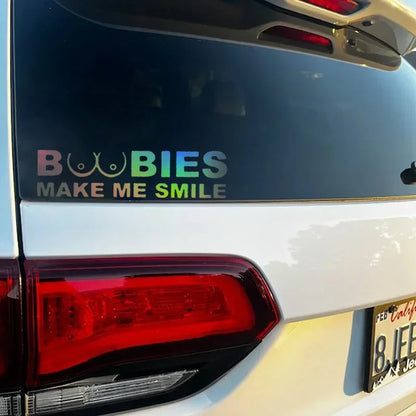 Boobies Make Me Smile Sticker Body Bumper Windows Motorcycle