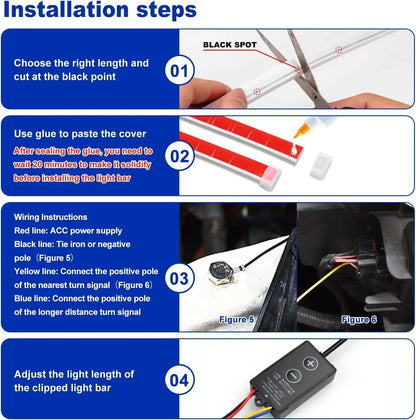 Daytime Running Strip Start Scan Yellow Turn Signal Indicator