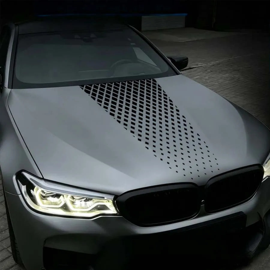 Diamond Rhombus Mesh Engine Hood Sticker Decal Self Adhesive