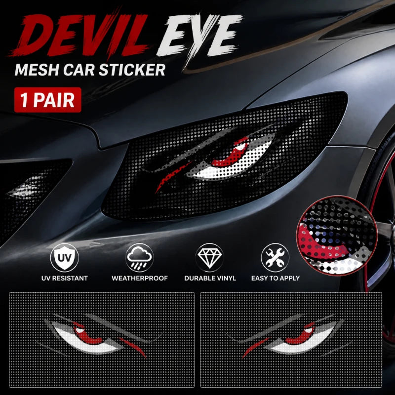 For Auto Exterior Modification Decor Vinyl 1pair Mesh Demon Eye