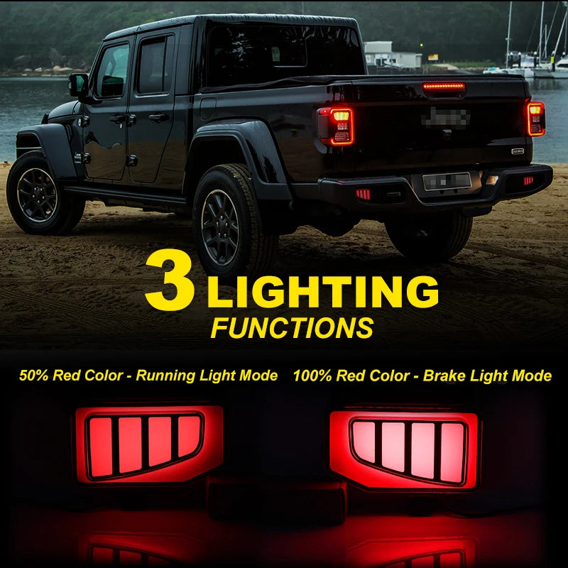 For Jeep Gladiator Jt Pickup 2PCS Truck Rear Bumper Reflector