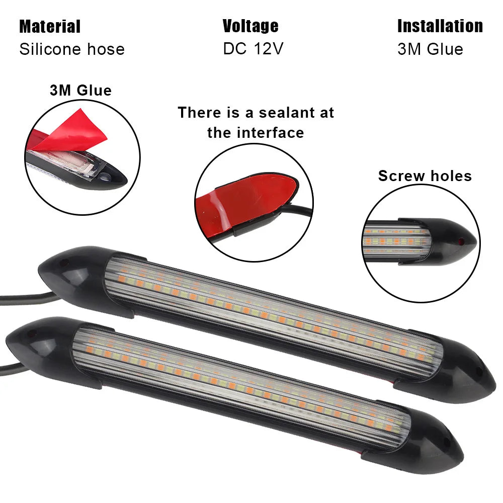 Drl Set Daytime Running Turn Signal Headlight Strip Modified