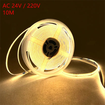 ac220v dc24v 10M Cob Strip Density Flexible Warm Nature