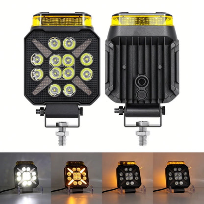 2PCS Square Strobe Warning White Amber Flash Beacon Signal