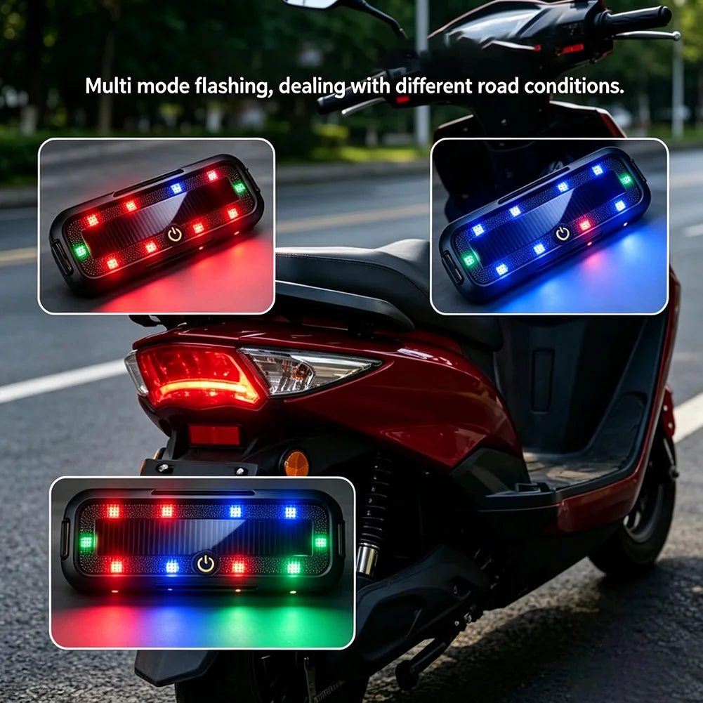 For Motorcycle off-road Bike Safety Lamp 1X Solar Strobe Warning