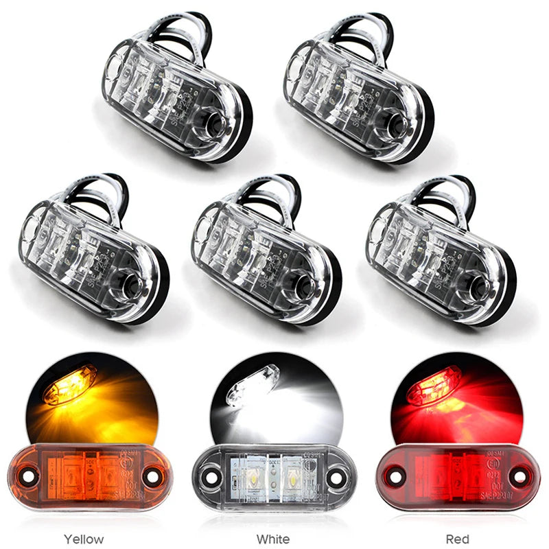 5PCS Side Signal Trucks Trailer 12V 24V Night Safe
