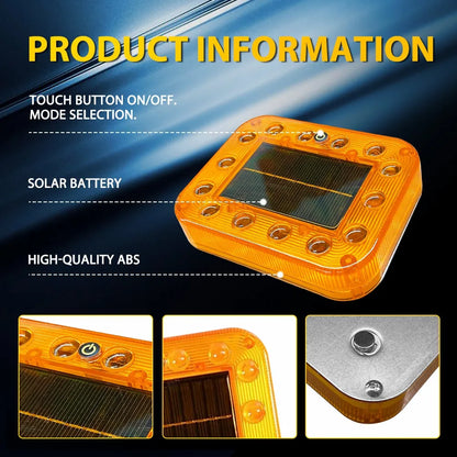 For All 2PCS Amber Solar Energy Magnetic Strobe Flashing Trucks