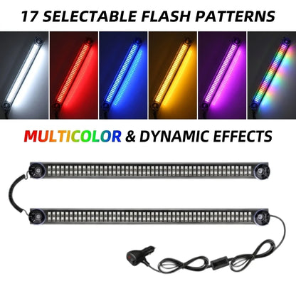192 RGB Windshield Strobe Bar Set 1-to-2 ultra-thin Emergency