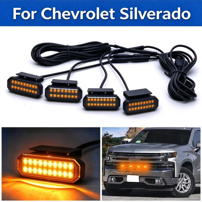 For Chevrolet Silverado Pickup 12V IP67 Raptor Grille Amber