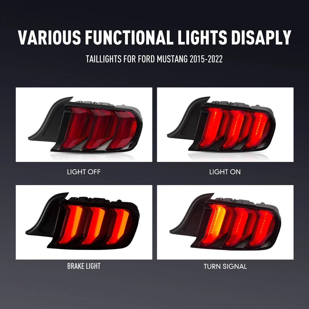 For Ford Mustang 2015-2022 Drl Reverse Pair Tail Brake Turning