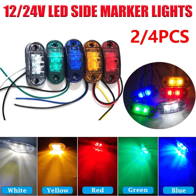 4PCS Side Marker 12V 24V Trailer Trucks Warning Clearance