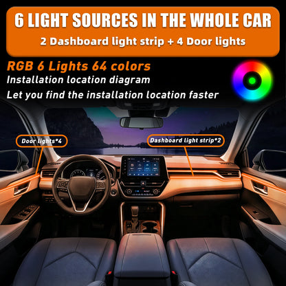 For Toyota Corolla 2021-2025 RGB 6 Ambient Lighting Kit Wifi