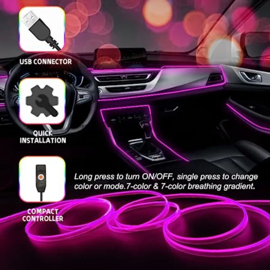 USB Interior Strip Colors Ambient Lighting Fiber Optic Music