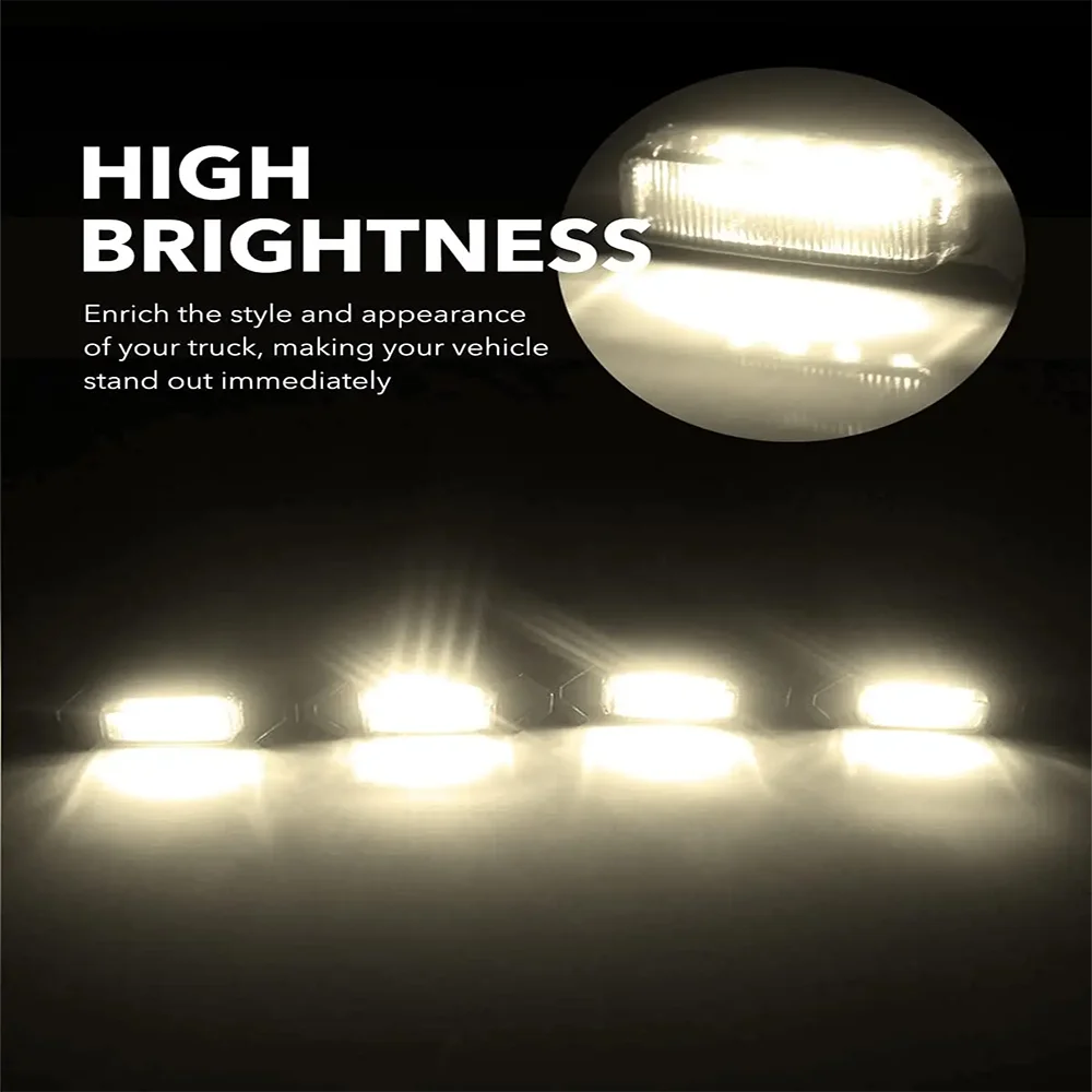 For Offroad White Amber 4PCS Front Grille Strobe Warning Daytime