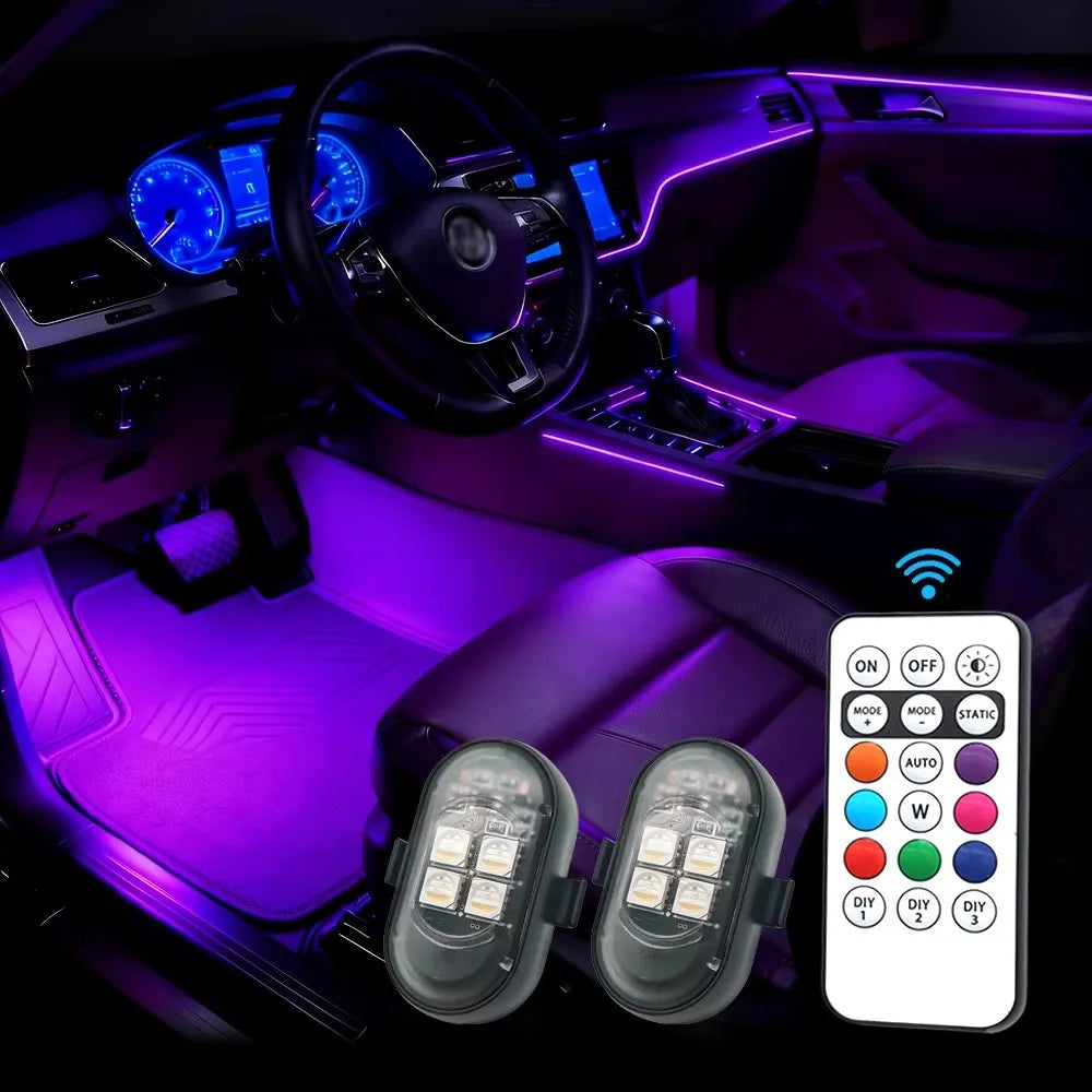 For Motorcycle RGB Interior Wireless Remote Larger Battery
